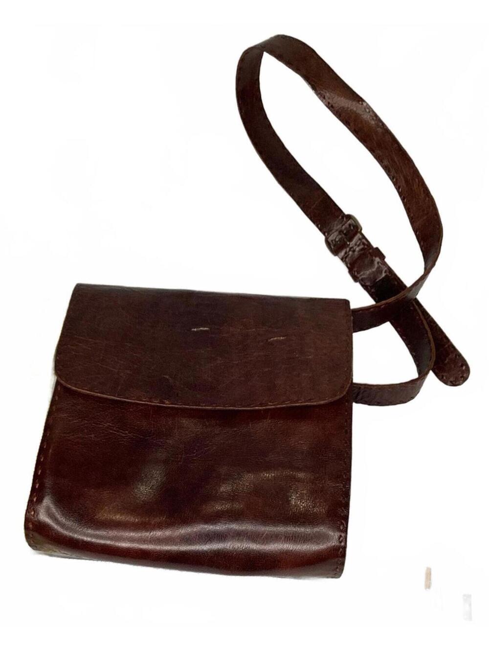 Maiwa Artisan Crossbody / Shoulder Mahogany Leather Bag  Fair Trade